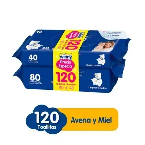 WINNY TOALLITAS HUMEDAS AVENA Y MIEL * 200 UND