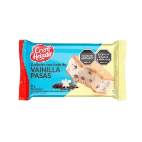GALLETA CON HELADO VAINILLA PASAS * 65 GR