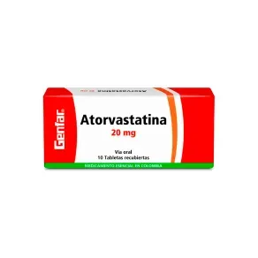 ATORVASTATINA 20 MG * 10 TAB