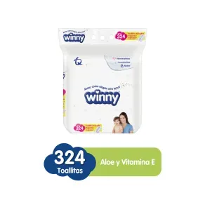WINNY TOALLITAS HUMEDAS ALOE VERA + VITAMINA E * 324 UND