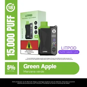 VAPEADOR-LITPOD--KIT-GREEN-APPLE-5----15.000-PUFF
